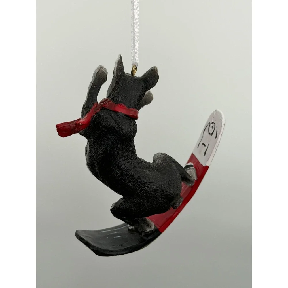 Dog Snowboarding Boston Terrier Christmas Ornament Boston Terrier 4.12